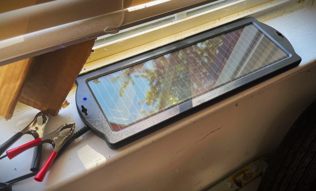 solar charger on window sill
