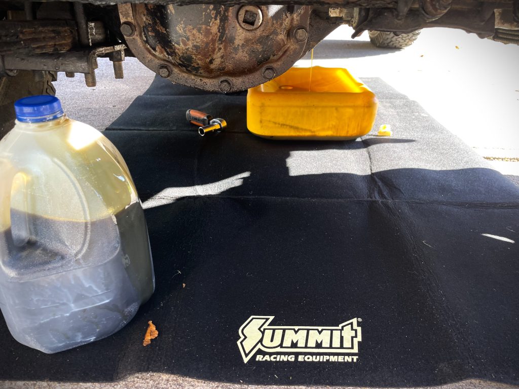 oil change mat under a Jeep