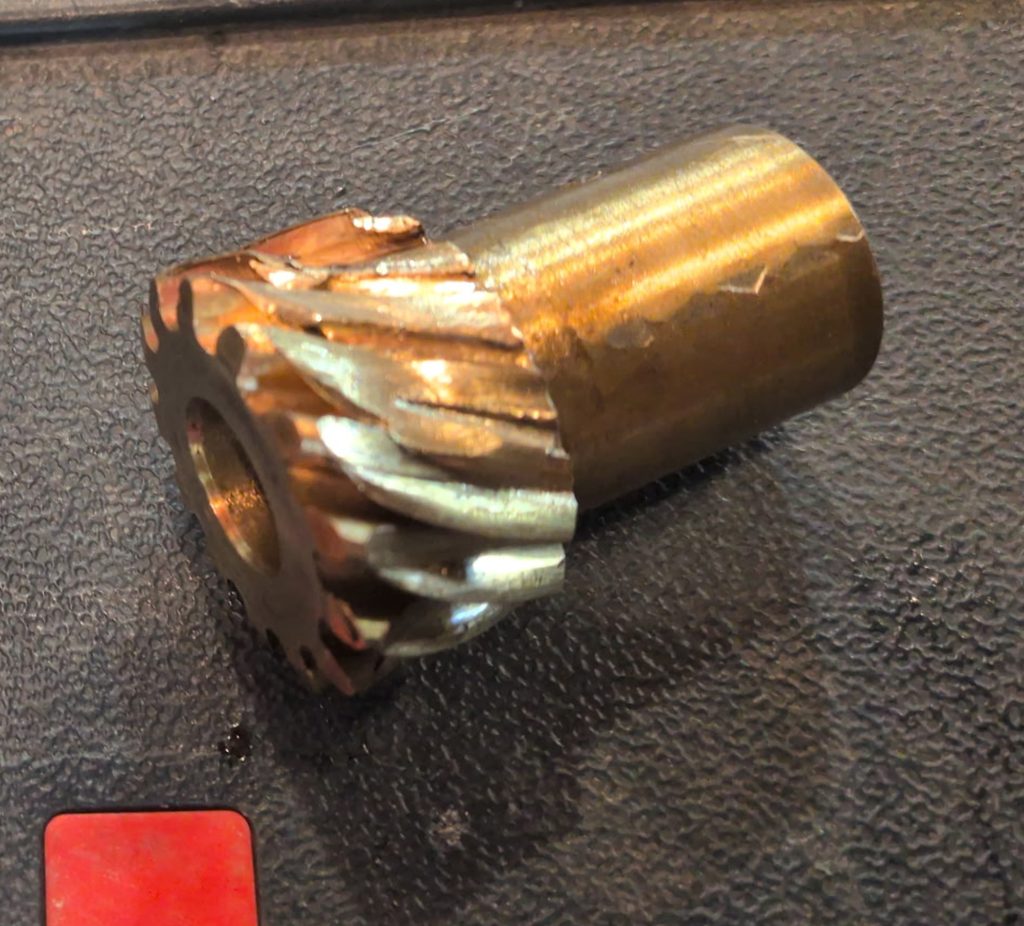 Worn bronze distributor gear