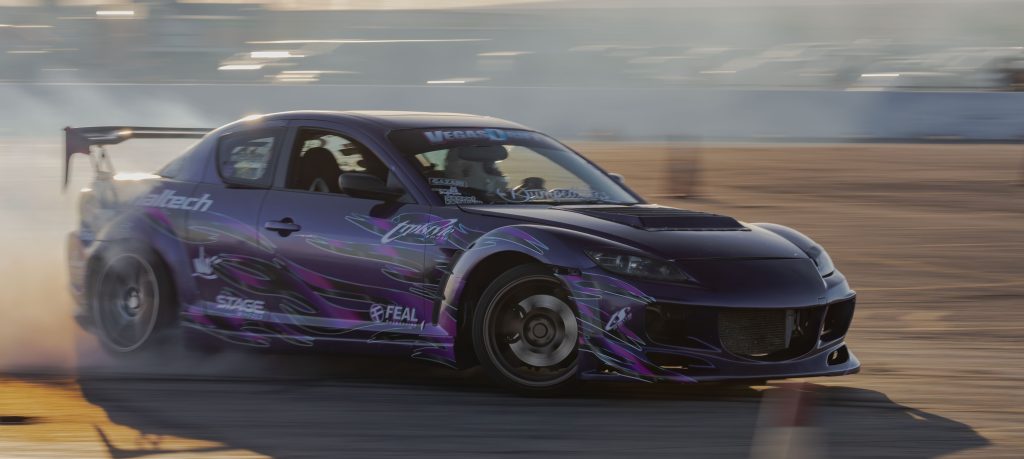 Close up of a mazda RX=8 drift car