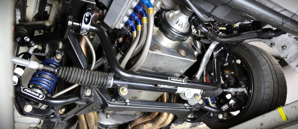 Fox Body mustang with a ridetech sway bar installed