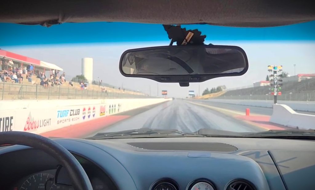 view from the cockpit of a drag race camaro
