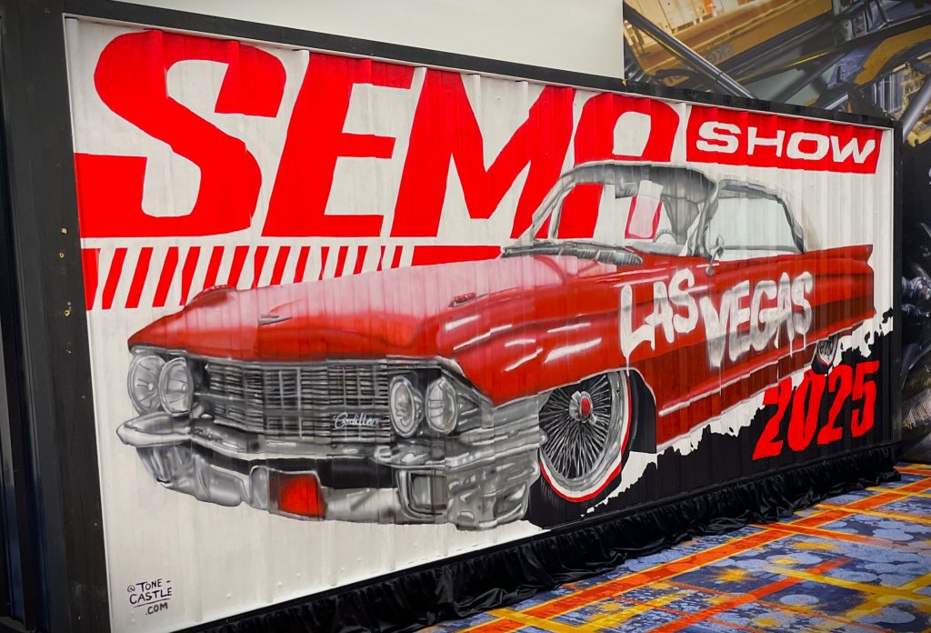 Shipping Container painted with classic car