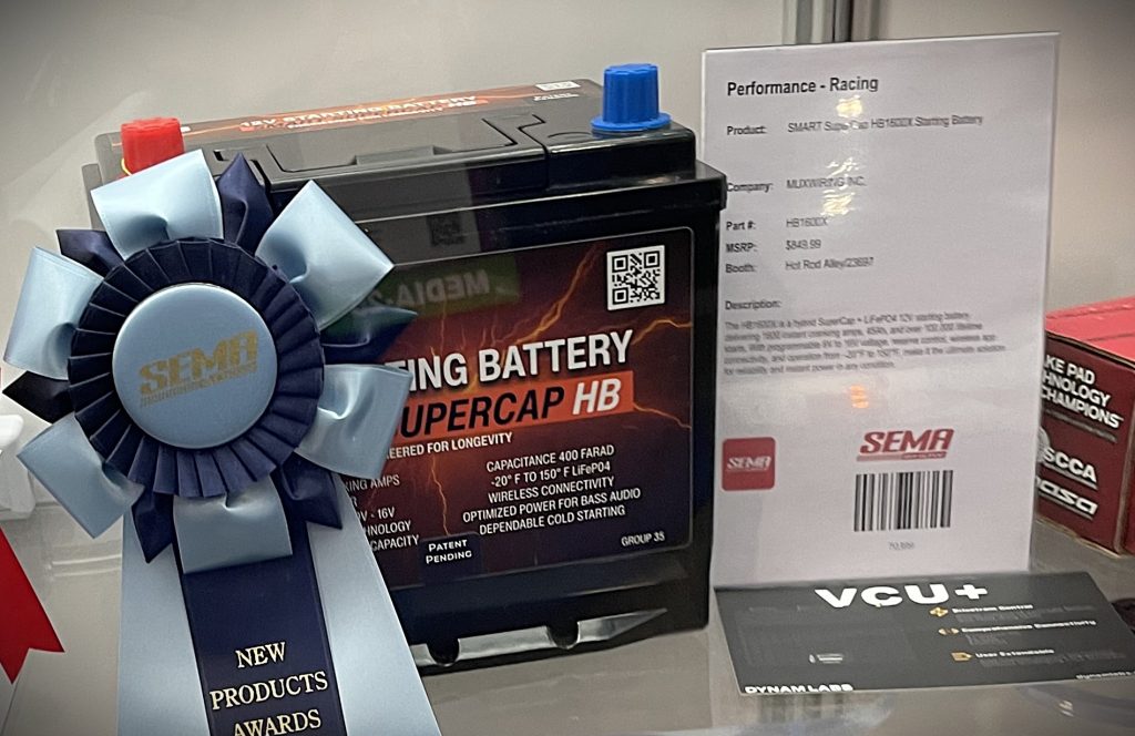 car battery on display with award ribbon