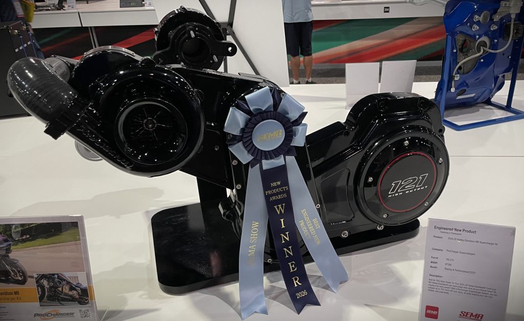 harley supercharger on Display with Award Ribbon