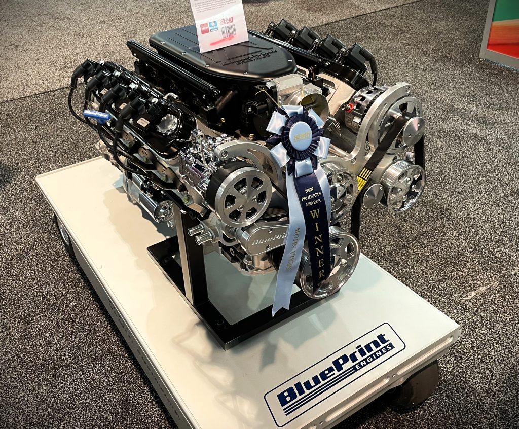 V8 engine on Display with Award Ribbon