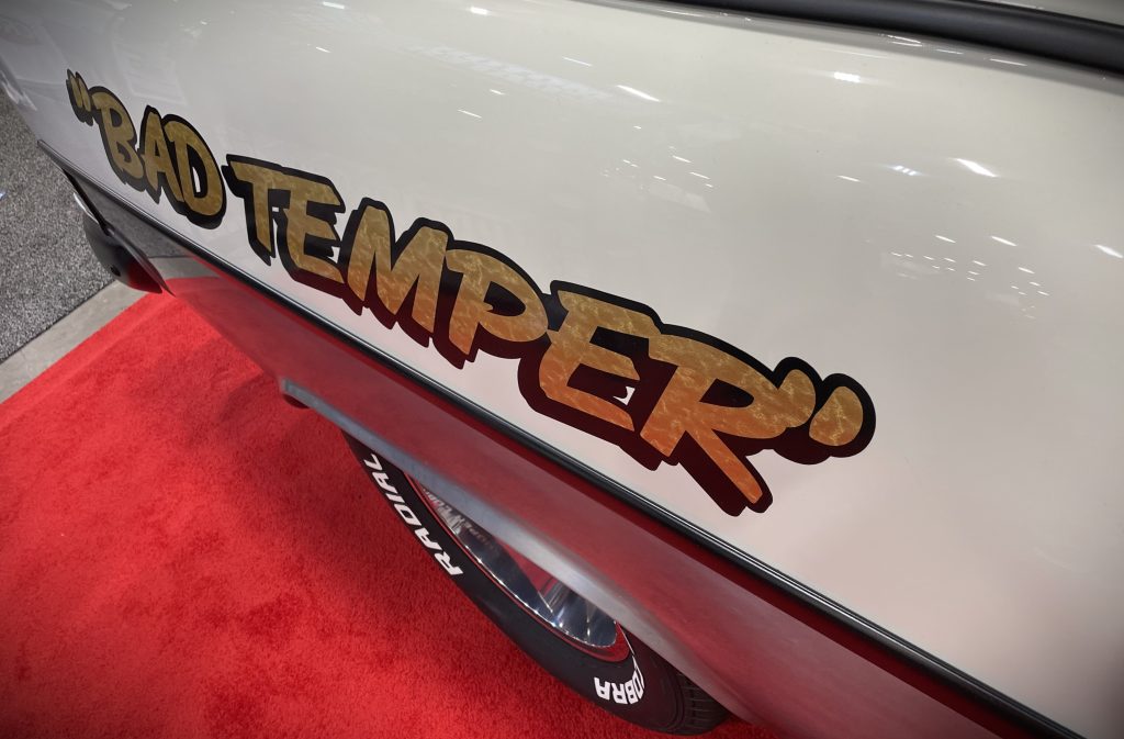 Custom Bad Temper 1955 Chevy Hot Rod gold leaf lettering