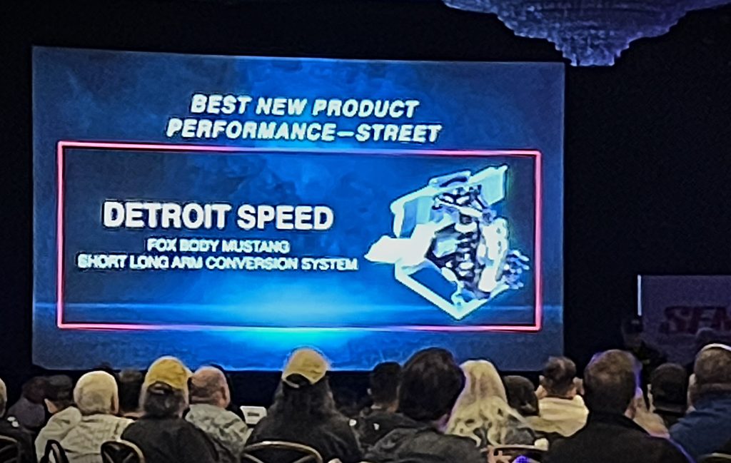 large presentation slide display and audience