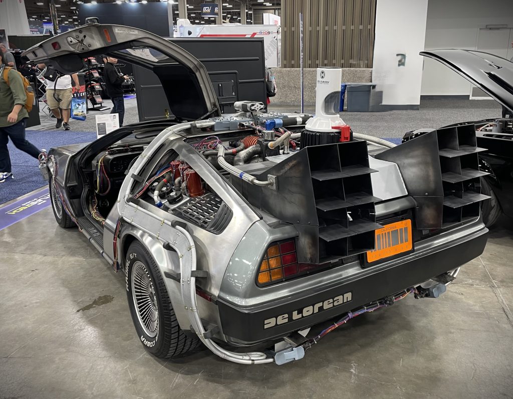 rear view of delorean DMC12 time machine from Back to the future