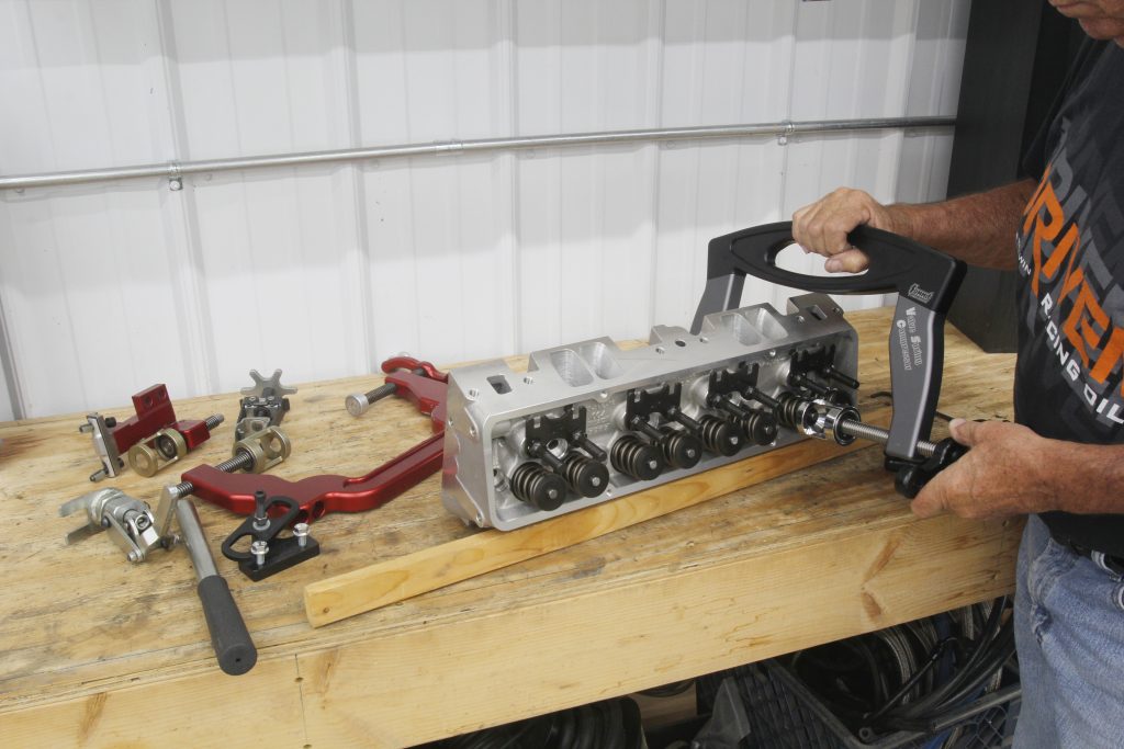 Using c-style valve spring compressor