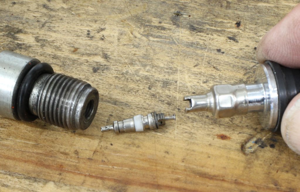 Schrader valve in air hose