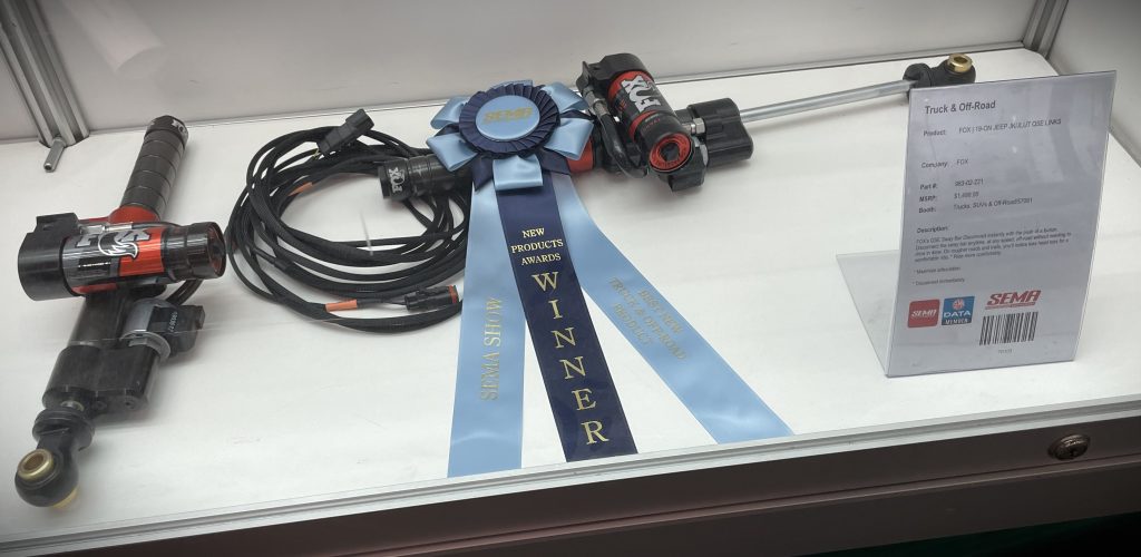 fox swaybar disconnect links in a display case