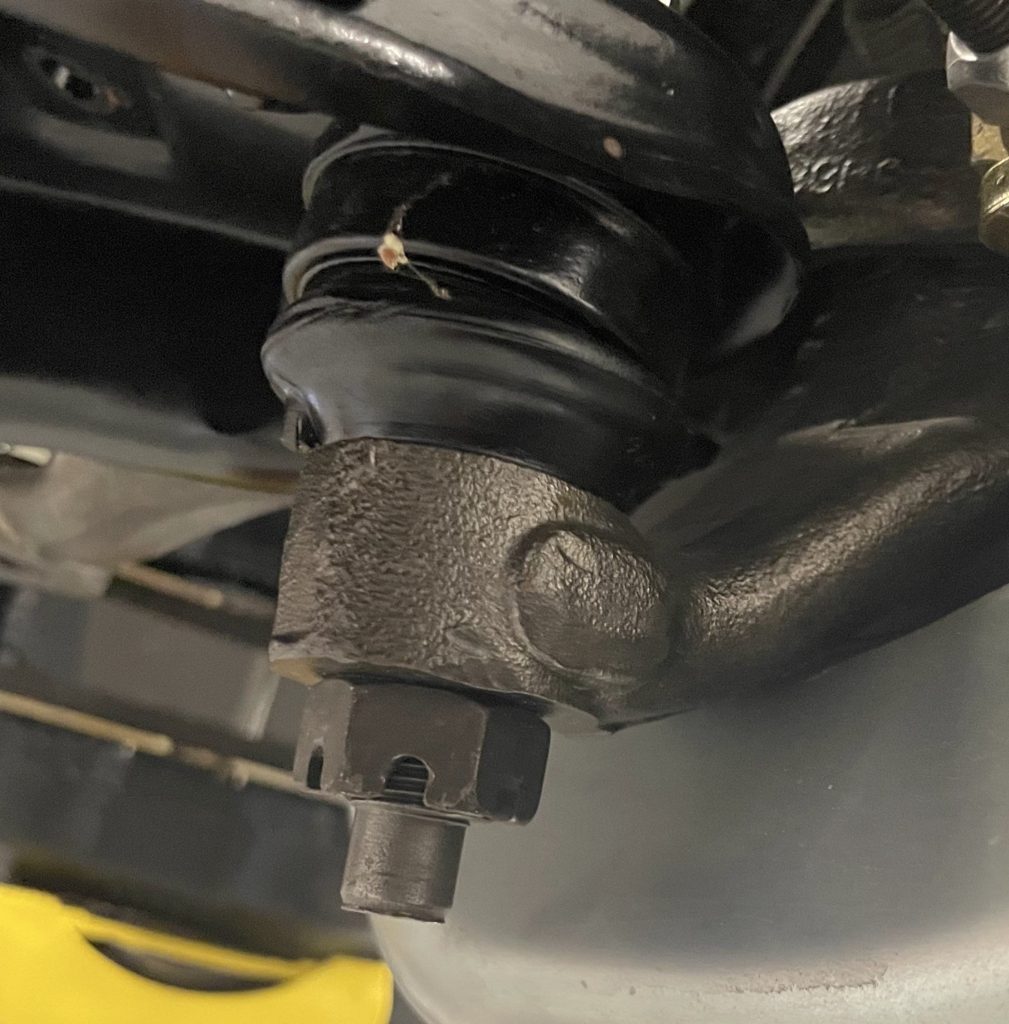 Missing lower ball joint cotter pin on 1971 Corvette