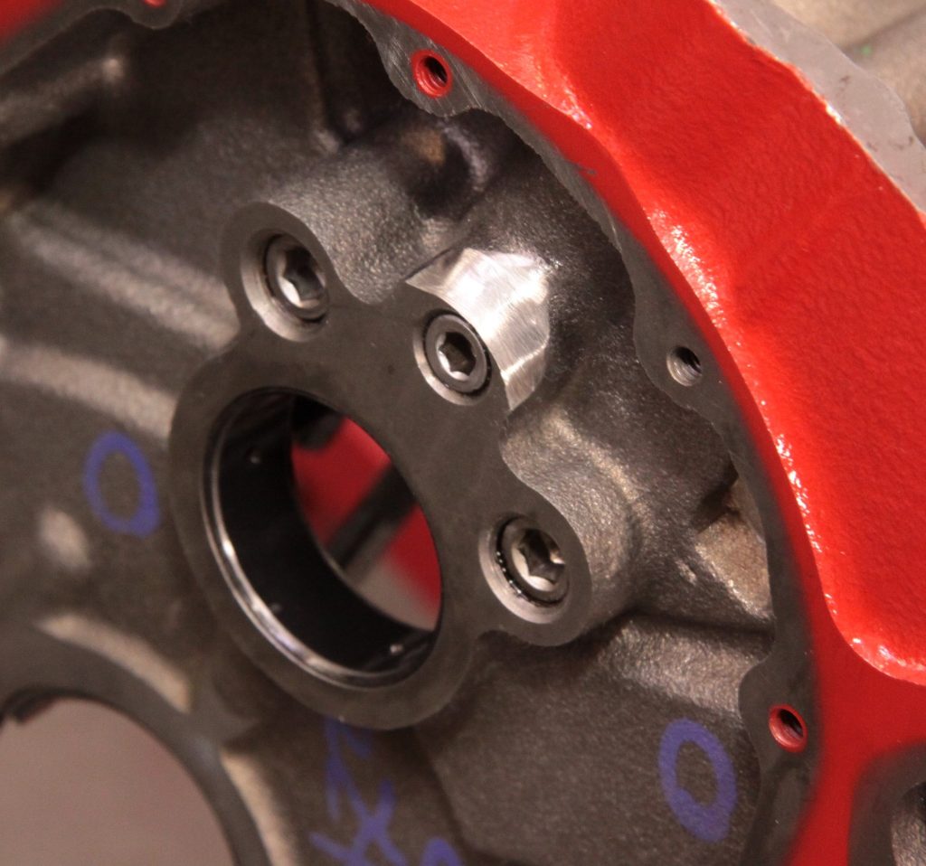 Clearancing 350ci Chevy engine block for double roller timing set