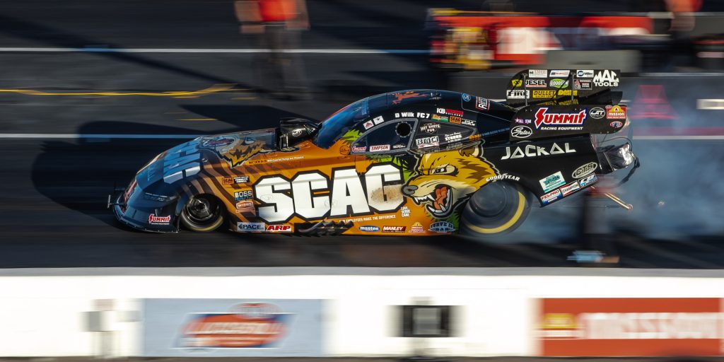 Dan Wilkerson's Scag Funny Car on track