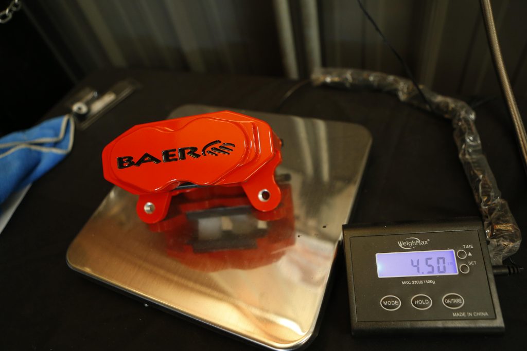 weighing a baer brake caliper on a scale