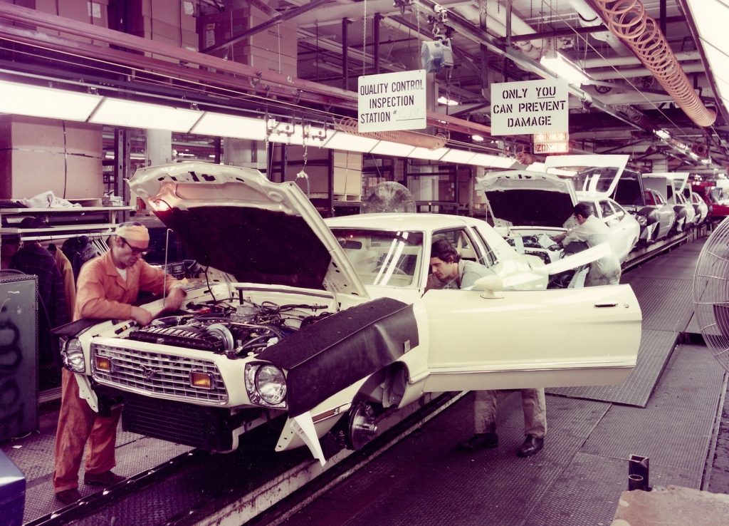 Mustang IIs being assembled