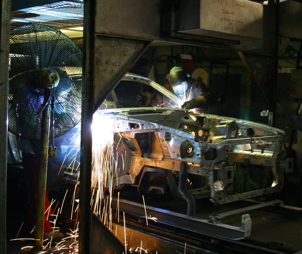 2004 Mustang body being welded