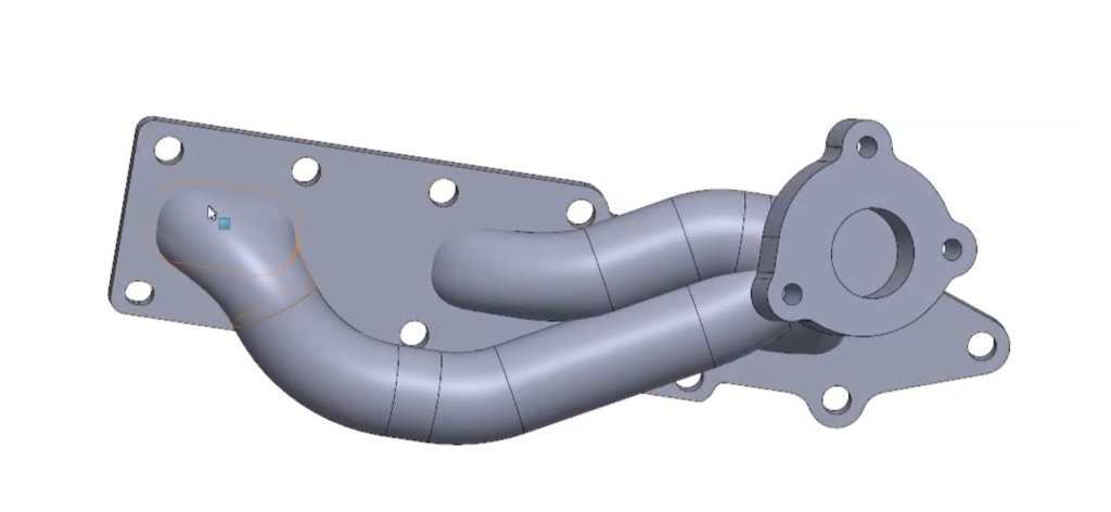 cad drawing of an exhaust manifold, right