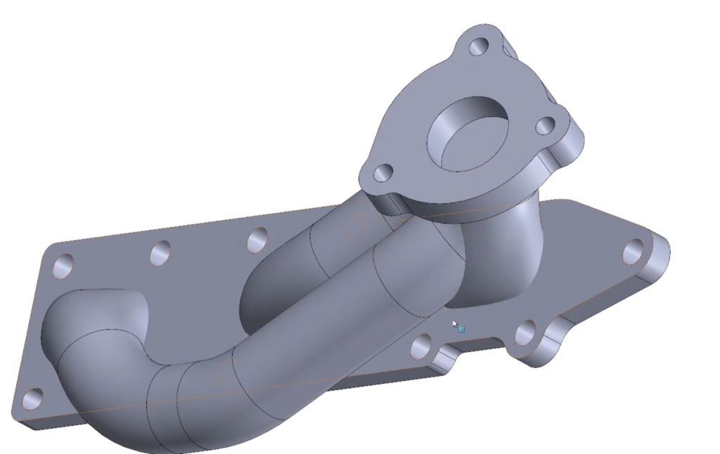 cad drawing of an exhaust manifold, left