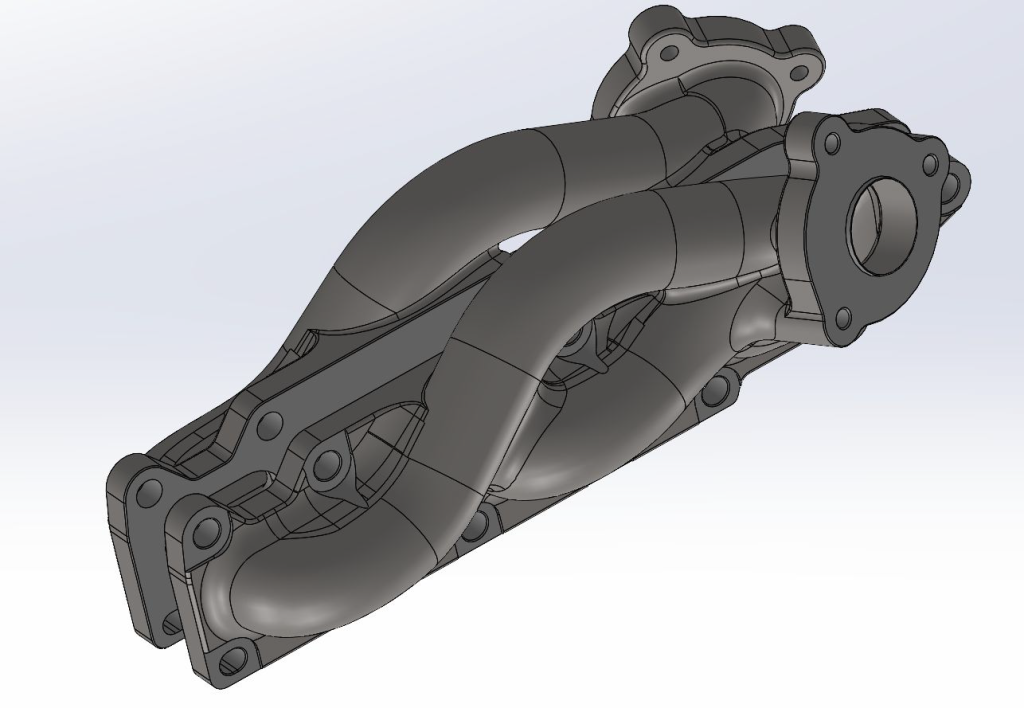 cad drawing of an exhaust manifold, pair