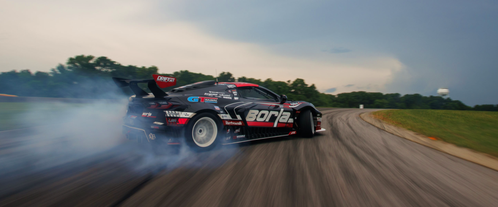 Matt Field's C8 Corvette on a drift track