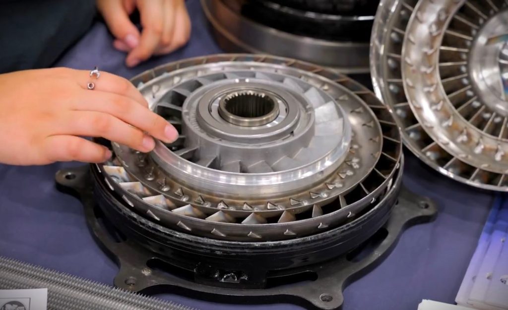 disassembled torque converter on table