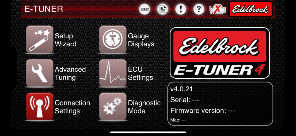 Edelbrock E-Tuner EFI software screenshot