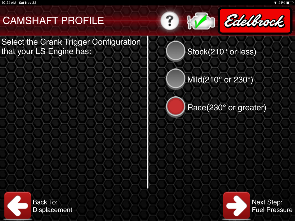 Edelbrock E-Tuner cam profile Screenshot