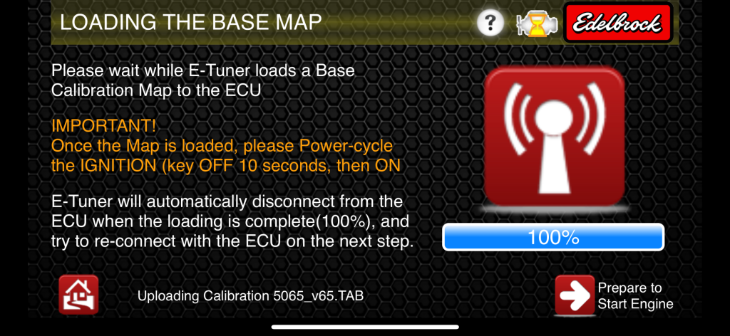 Edelbrock E-Tuner fuel map Screenshot