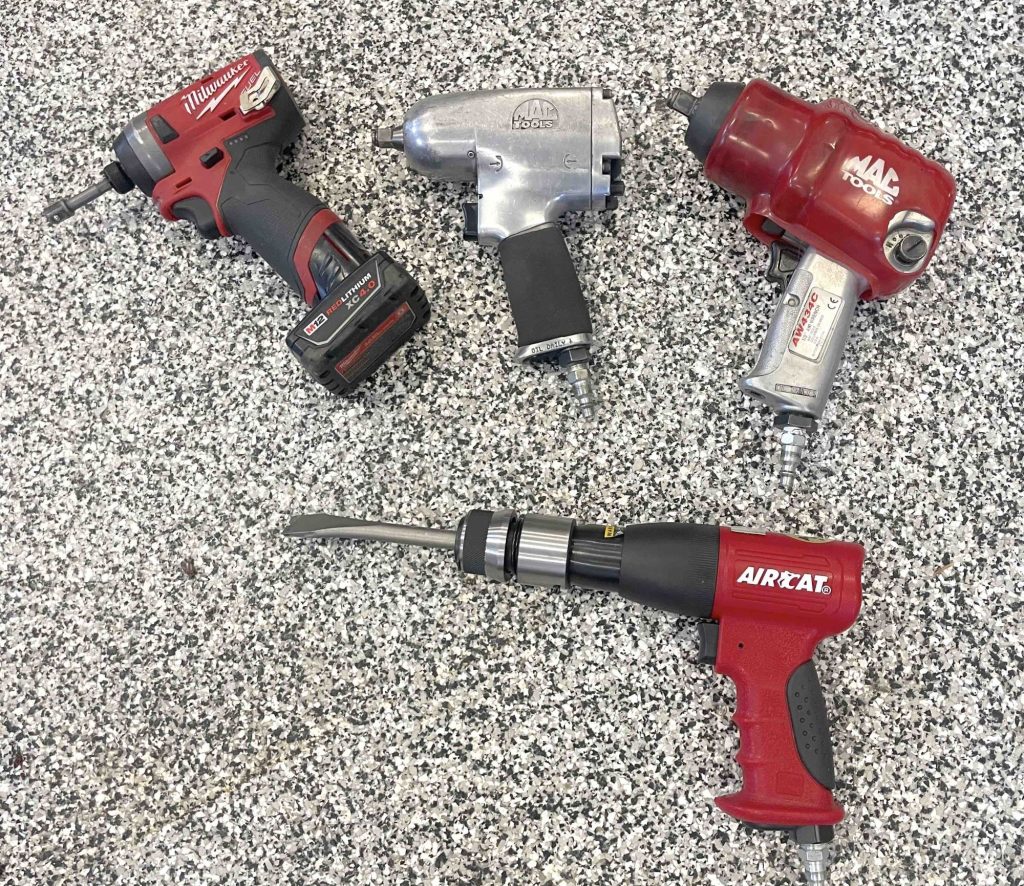 Air and battery powered impact guns, ratchets, and hammers